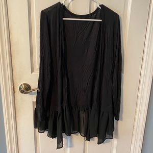 Black Cardigan with Ruffle